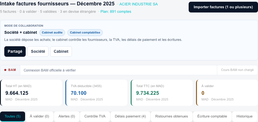 Capture réelle du traitement et de la validation d’une facture fournisseur